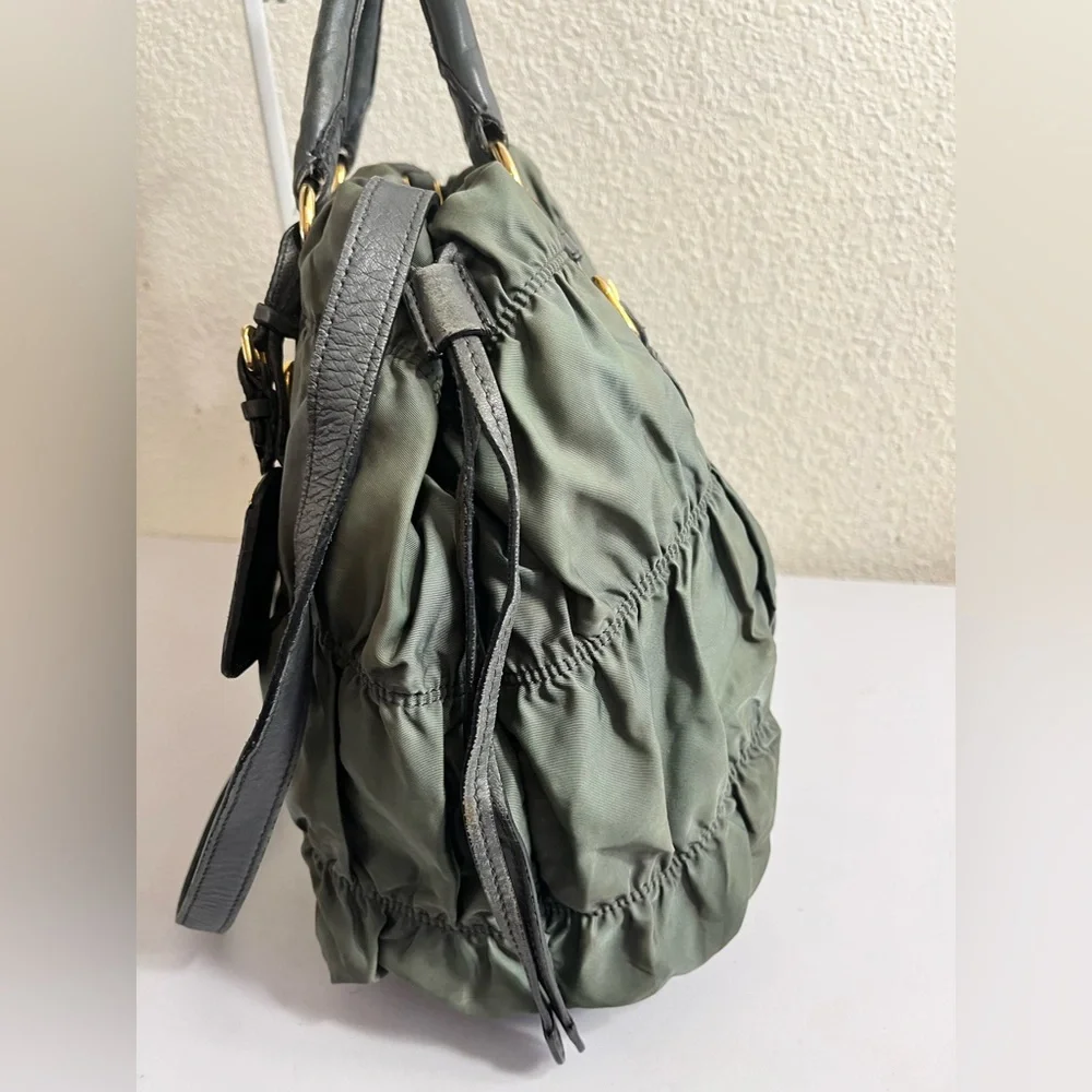Prada Olive Green Quilted Nylon Tote with Gold Hardware - Picture 16 of 16
